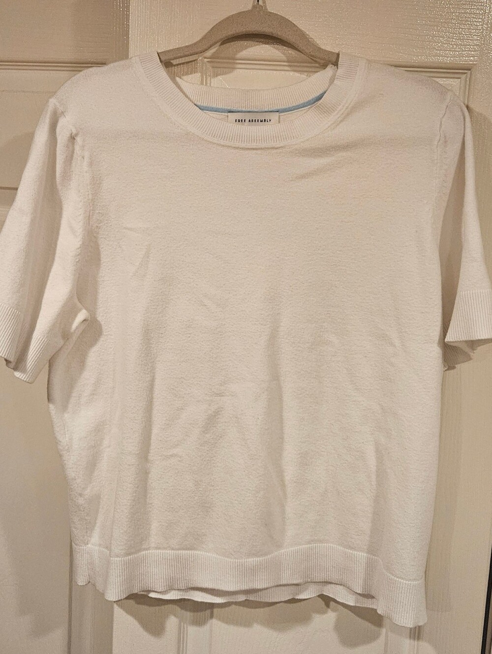 Free Assembly White Short-Sleeve Lightweight Sweater